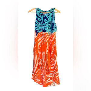 CHARLIE Jade Silk Dress Size XS teal orange
